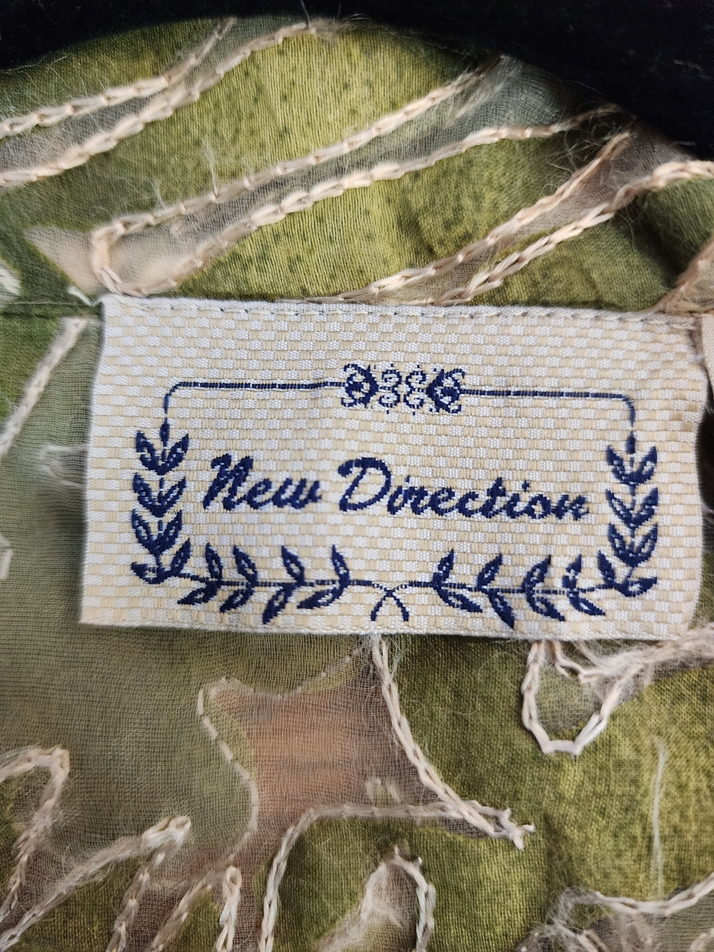 new directions Olive Green Sheer Tropical Leaf Shirt Jacket - Picture 6 of 8